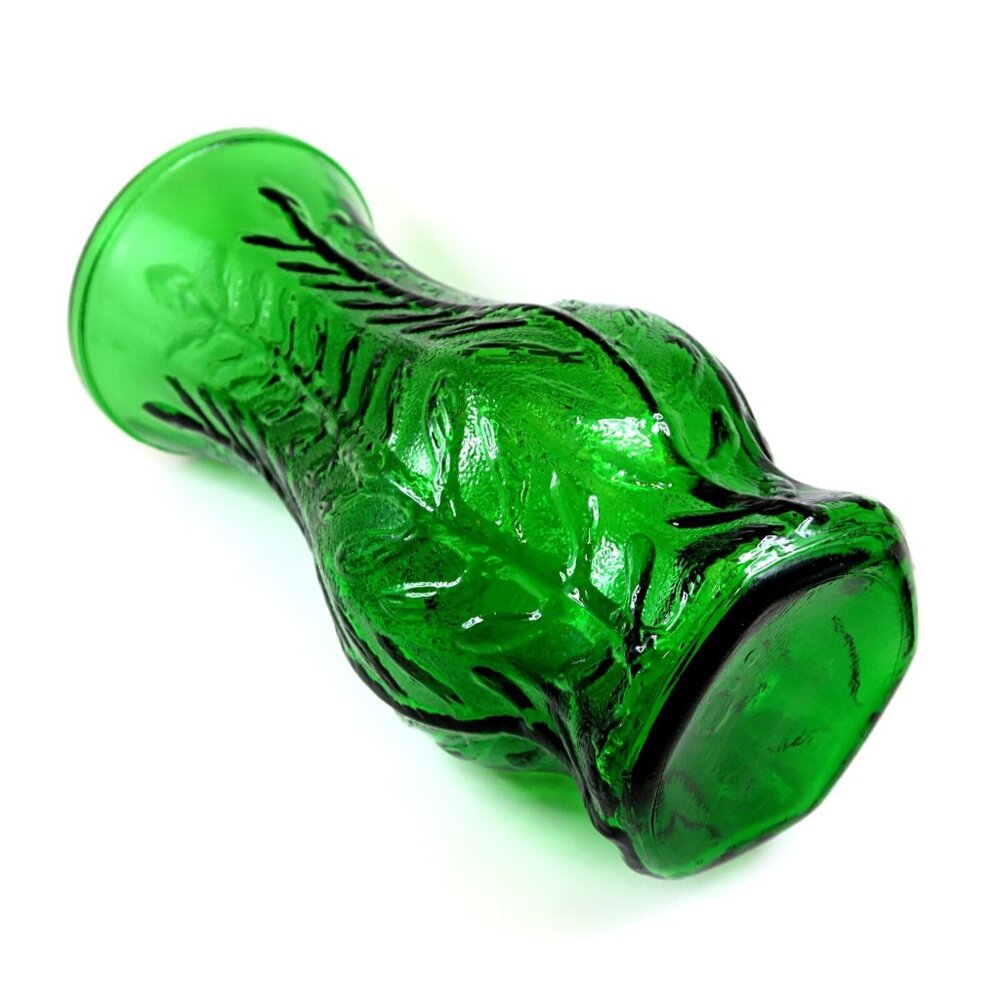 FTD Emerald Green Glass Large Vase - Vintage 1976 Leaf Vine Design - Retro Home - Picture 4 of 5